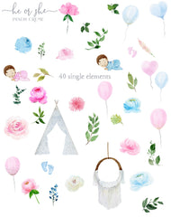 He or She // Watercolor Set