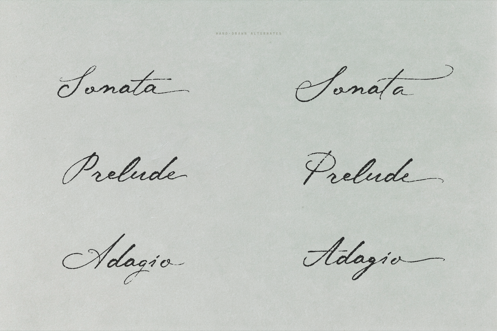 Midnight Symphony brush lettering on sage paper stationery design