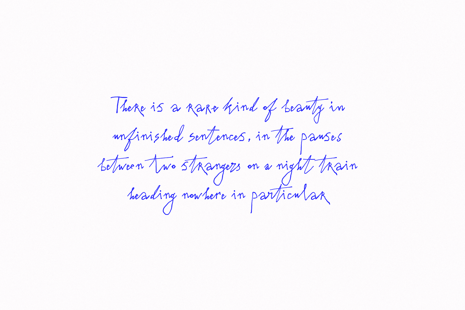 Bergamot handwritten font paragraph set in blue ink
