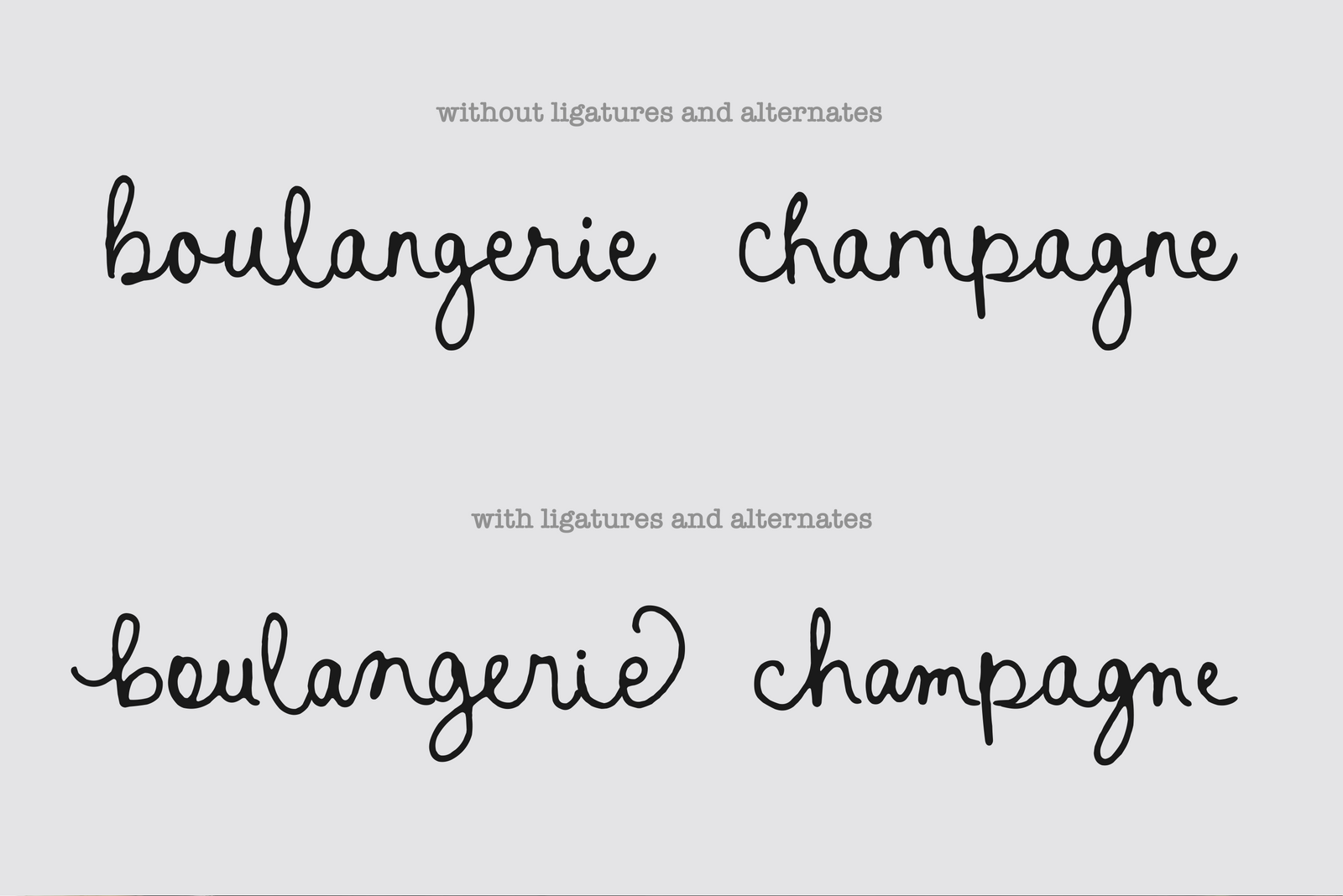 Prosecco and Baguette // Quirky font