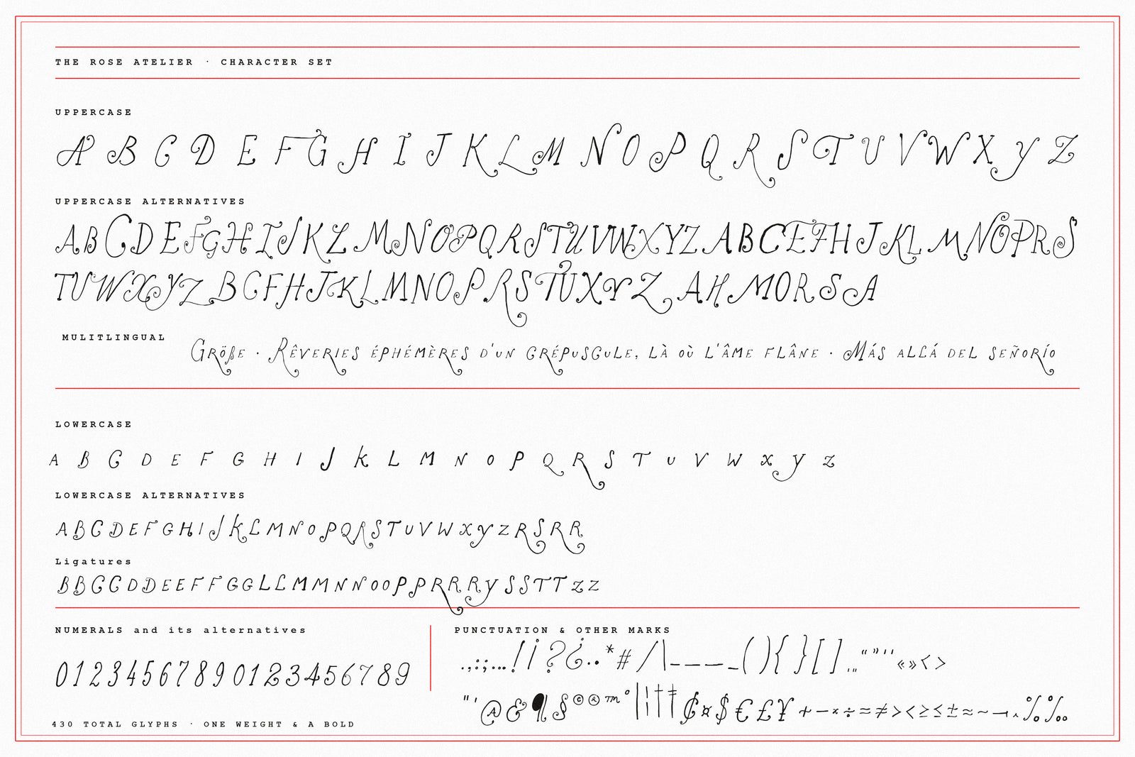 The Rose Atelier// Hand -drawn Font