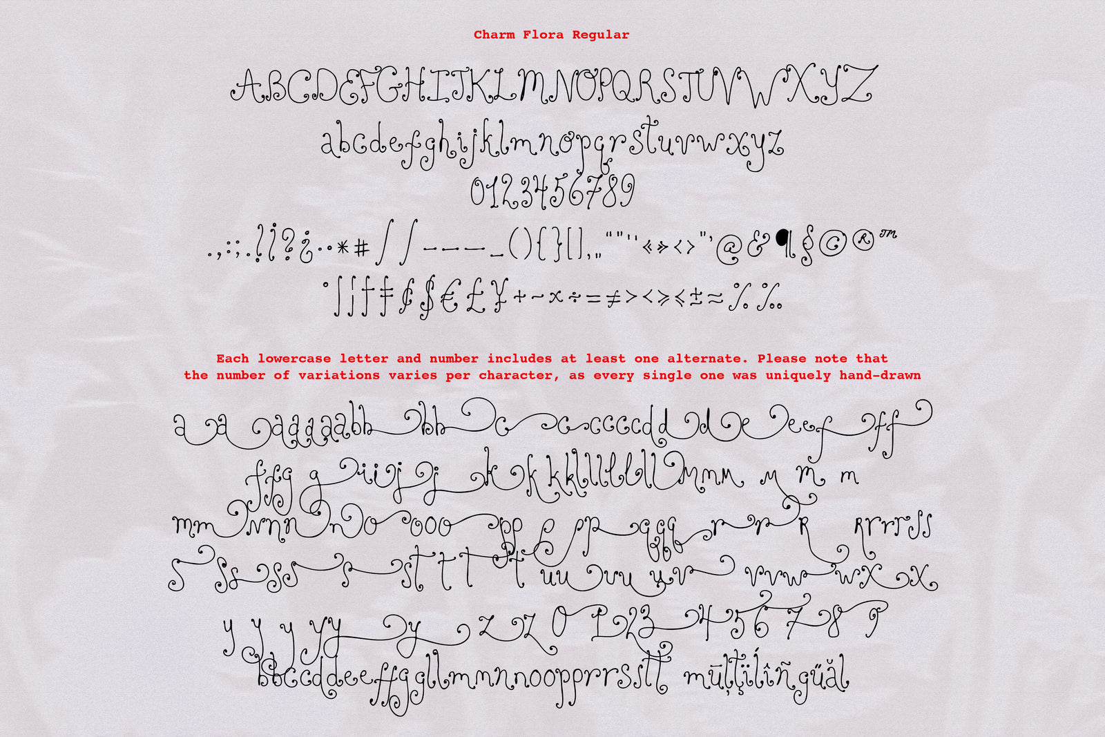 Charm Flora// Curly Font Set