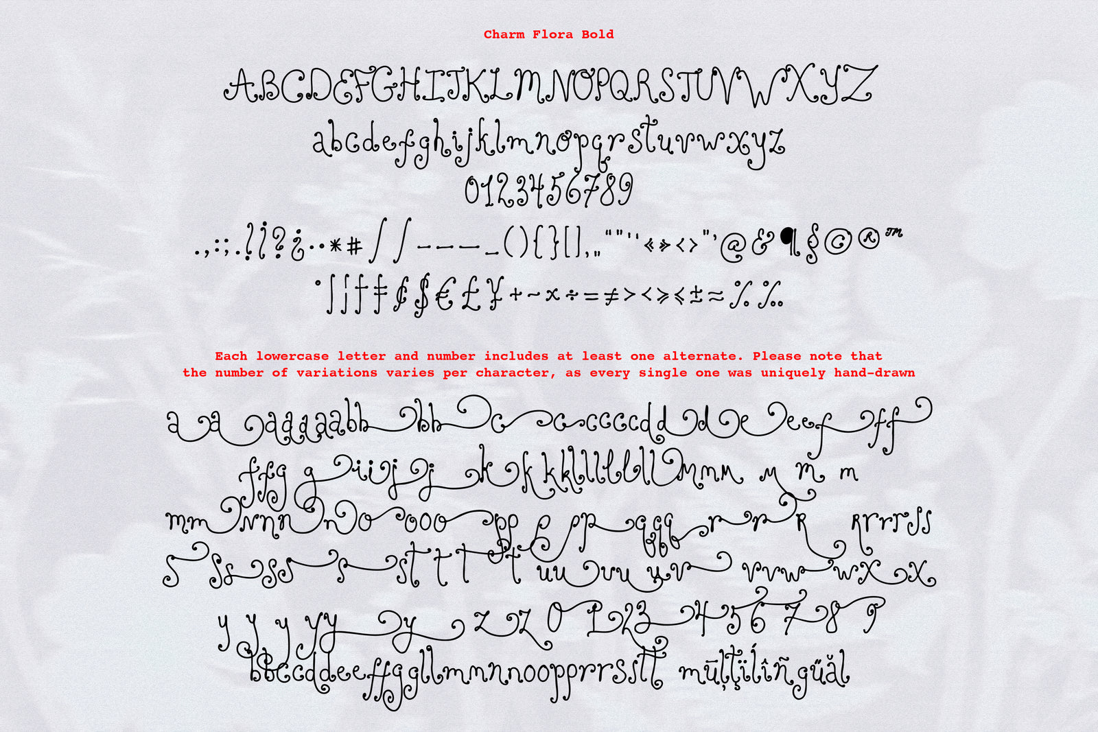 Charm Flora// Curly Font Set