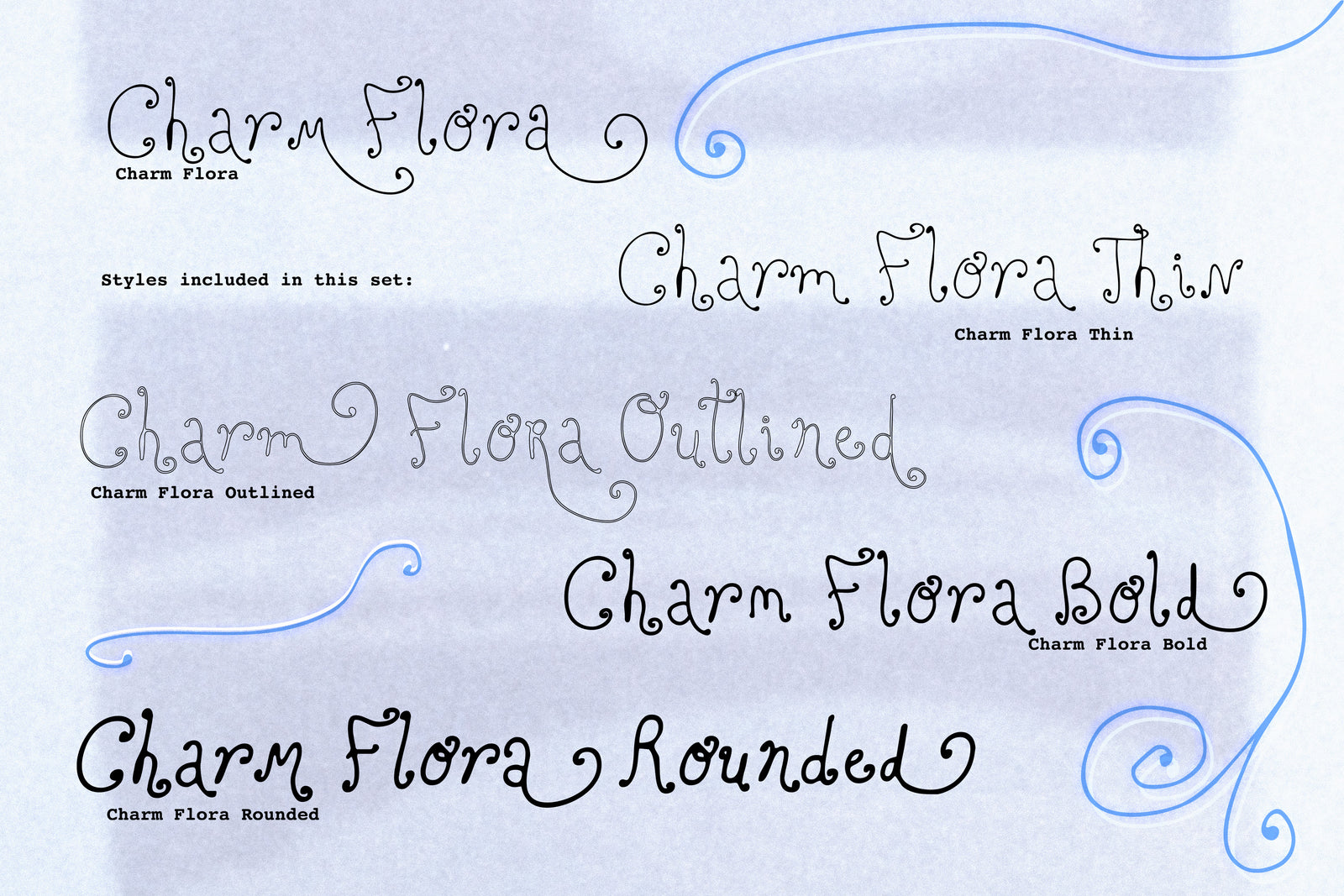 Charm Flora// Curly Font Set
