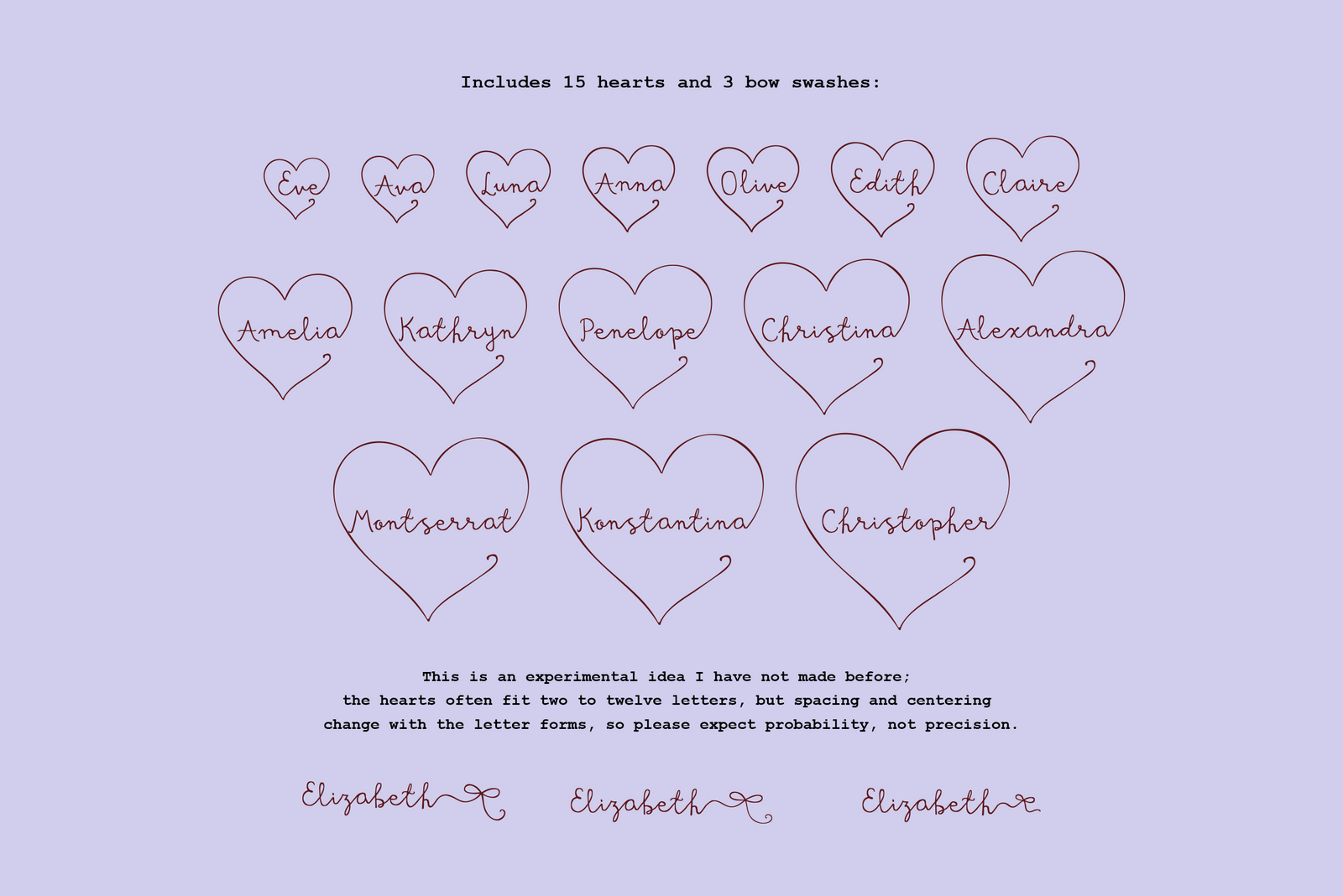 Valentine PeachCreme // Font with Bows, Hearts