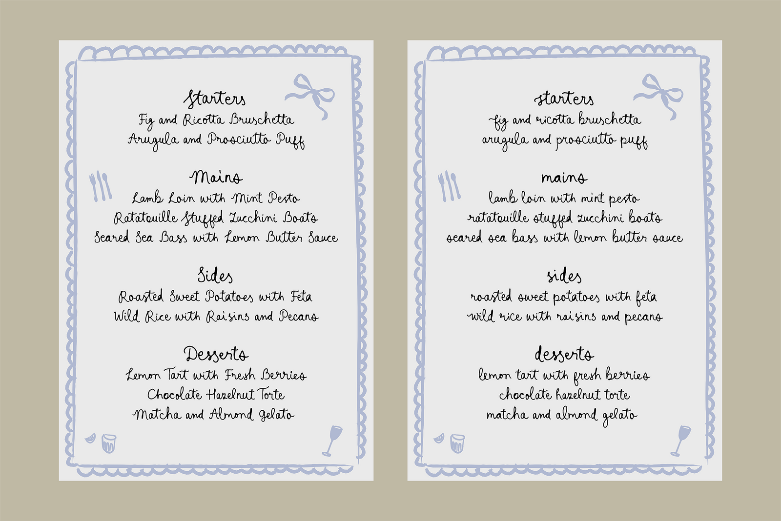 Prosecco and Baguette // Quirky font