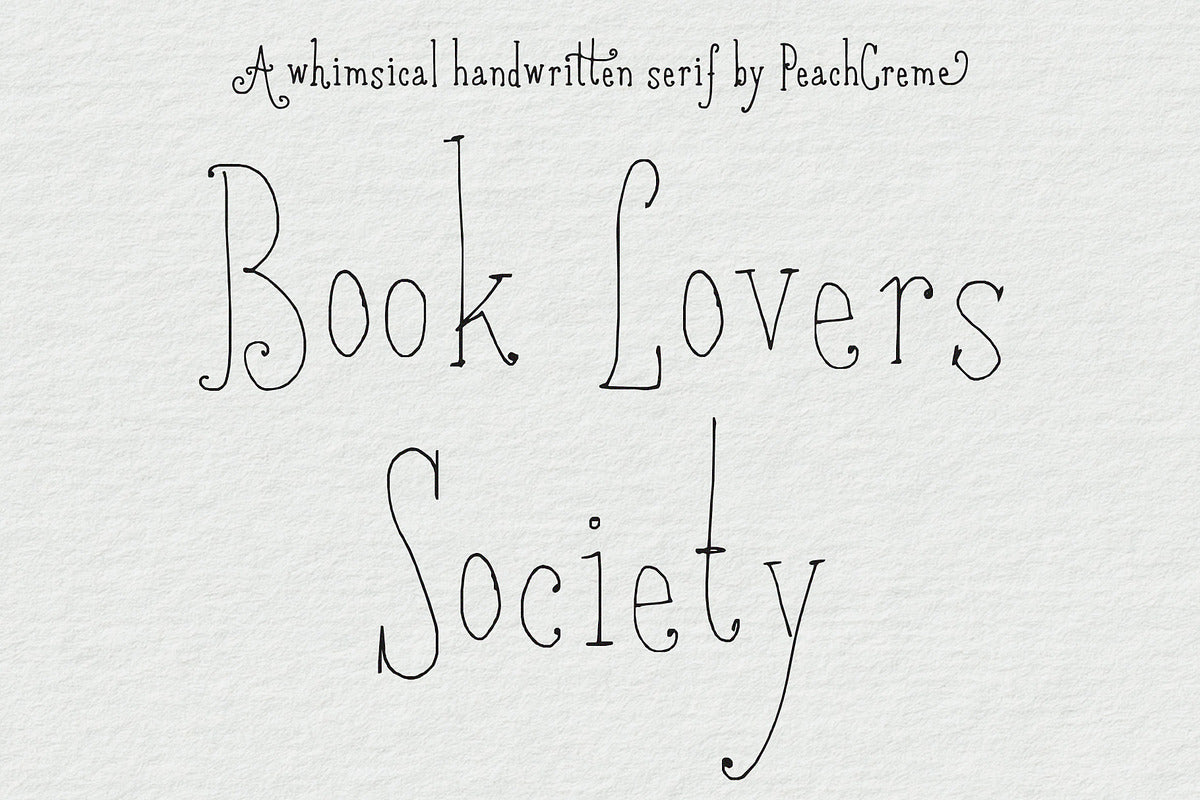 Book Lovers Society whimsical hand-drawn serif font