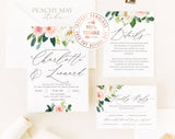 Floral Peony Wedding Invitation Template