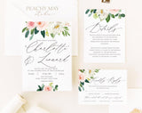 Floral Peony Wedding Invitation Template