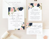 Blush Navy Wedding Invitation