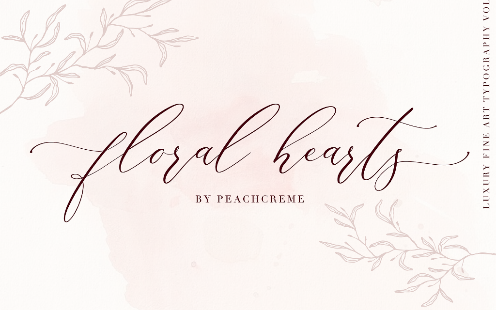 Floral Hearts Script , , - peachcreme.com