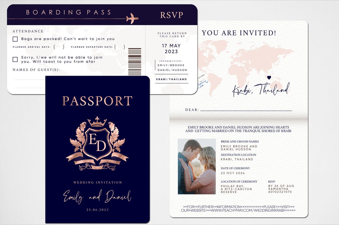 Passport Wedding Invitation Template Suite