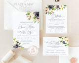 Peony Wedding Invitation Template 026