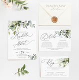 Boho Greenery Wedding Invitation Template 038