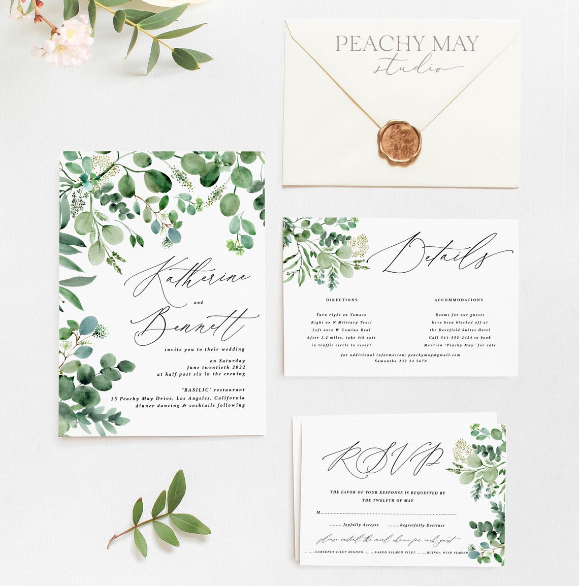 Eucalyptus Greenery Wedding Invitation Template