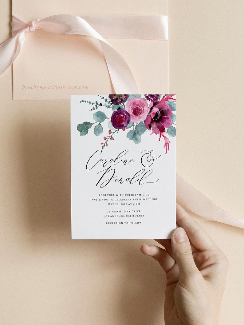 Floral Wedding Invitation Template 051