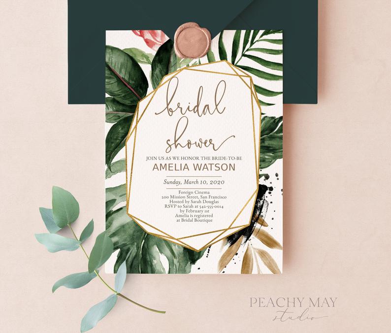 Tropical Bridal Shower Instant Download Template 016