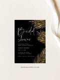 Gold Tropical Palm Leaf Bridal Shower Invitation  Template 2