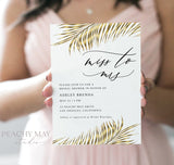 Gold Tropical Palm Leaf Bridal Shower Invitation Template 2