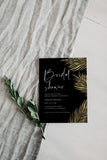 Gold Tropical Palm Leaf Bridal Shower Invitation  Template 2