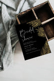 Gold Tropical Palm Leaf Bridal Shower Invitation  Template 2