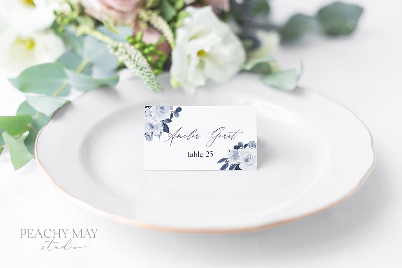 Navy Place Card Template 032