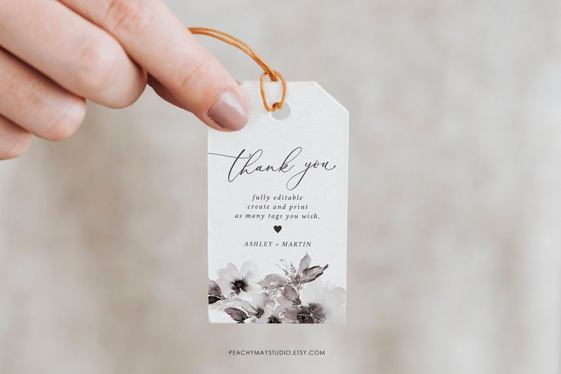 Mauve Peony Thank You Tag Template 003 –