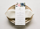 Navy Rose Gold Wedding Menu Template 021
