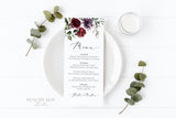Burgundy Wedding Menu Template 037
