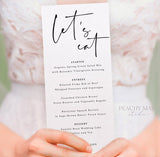 Modern Let's Eat Minimalist Wedding Menu Template 1