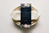 Navy blue Rose Gold Wedding Menu Template 019