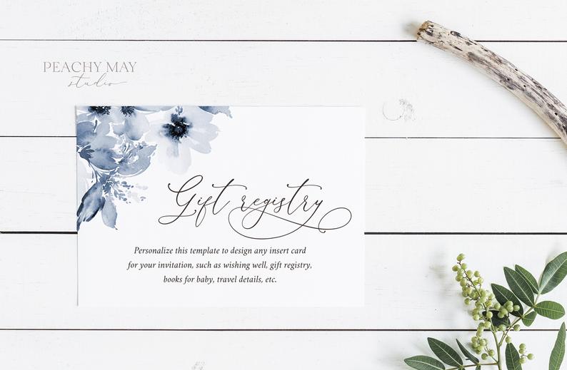 Navy Floral Enclosure Card Template 002