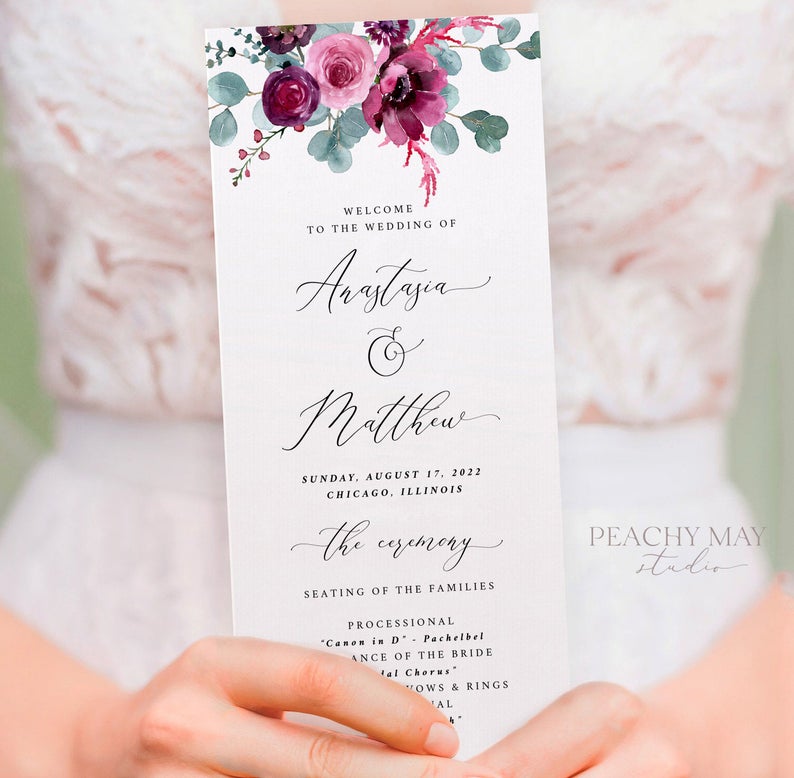 Floral Wedding Program Template 051