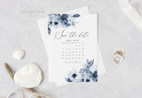 Navy Watercolor Calendar Save the Date Template 002
