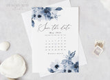 Navy Watercolor Calendar Save the Date Template 002