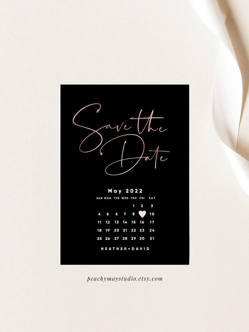 Minimalist Calendar Save the date Instant Download Template 043