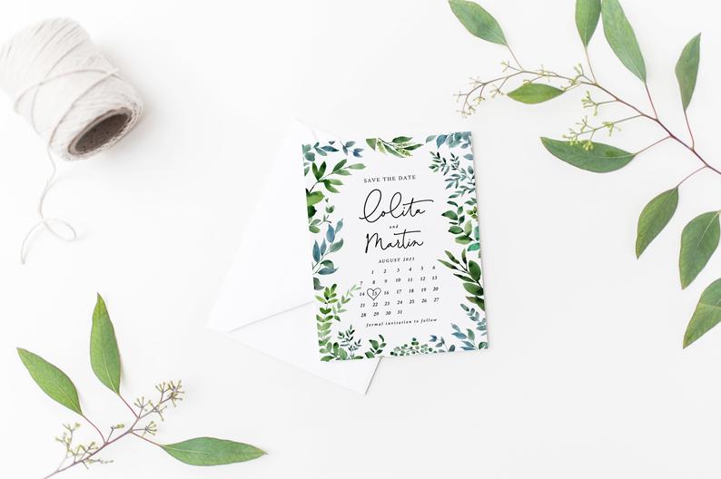 Greenery Calendar Save the Date Template 049 – www.peachcreme.com Greenery Calendar Save the Date Template 049 – www.peachcreme.com