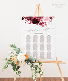 Burgundy Wedding Seating Chart Template 034
