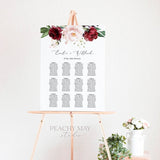 Burgundy Wedding Seating Chart Template 037