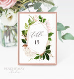 Foliage Printable Table Numbers Template 027
