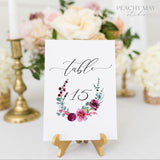 Floral Editable Table Number Sign Template 051