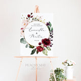 Burgundy Wedding Welcome Sign Template 037