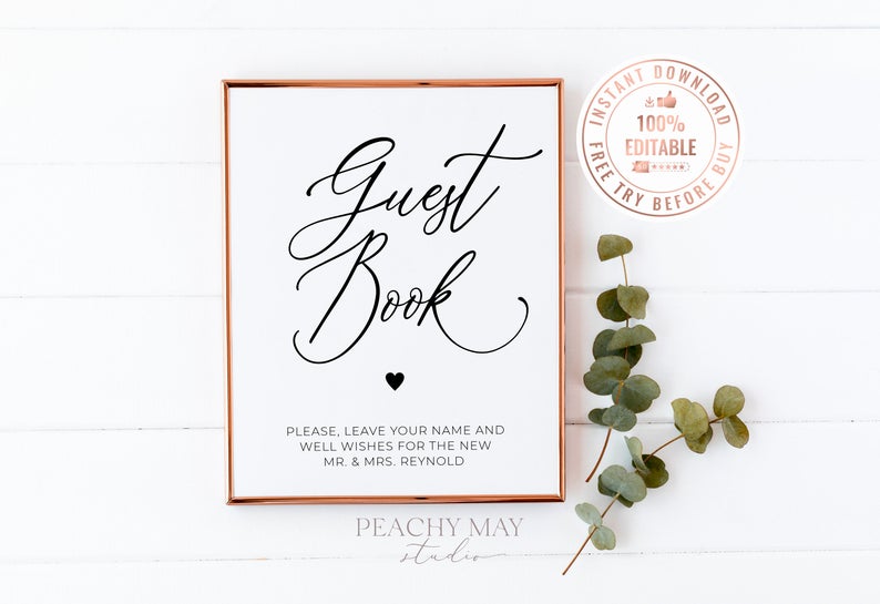 Editable Guest Book Table Sign Template 7