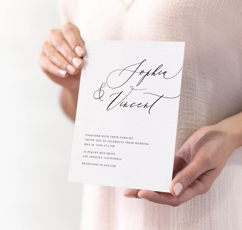 Calligraphy Minimalist Wedding Invitation Template