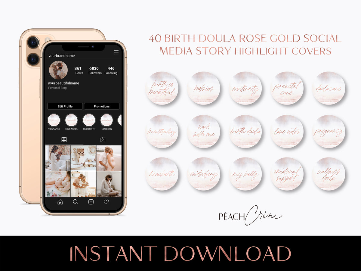 40 Birth Doula Social Media Story Covers
