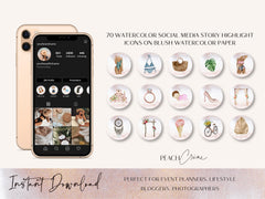 Samantha Watercolor Social Media Story Covers On Blush Watercolor Paper