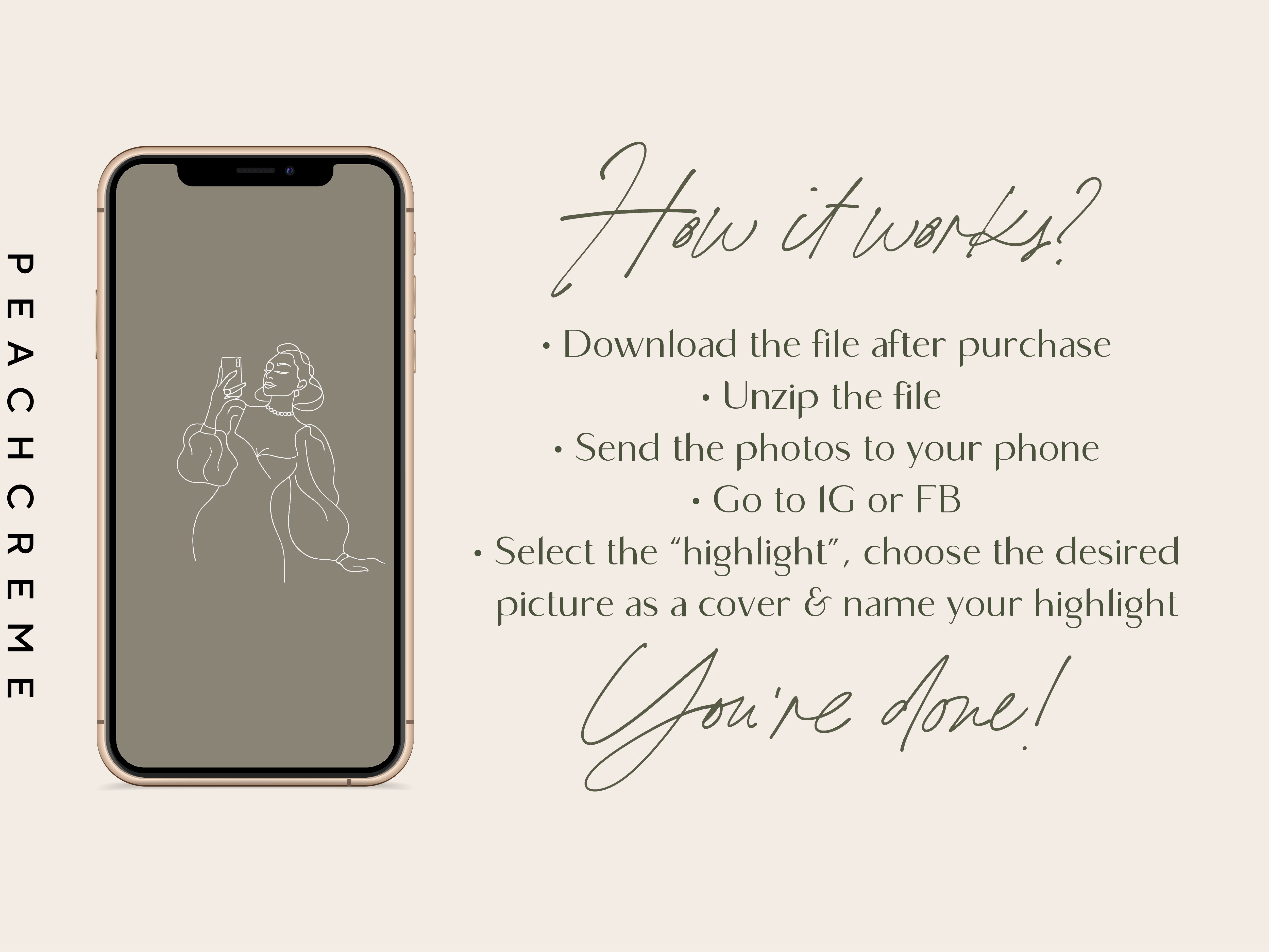 Luciana Line Art Hand Drawn Social Media Story Covers